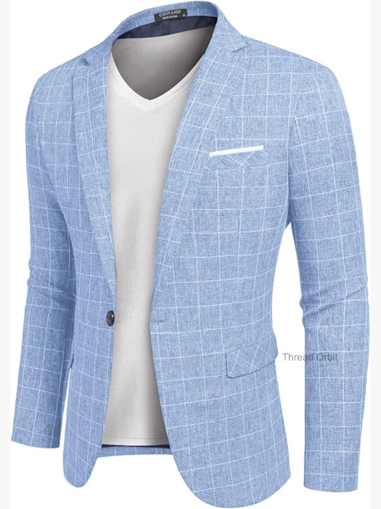 Slim Fit Blazer Sport Coat Lightweight Polyester One Button Casual